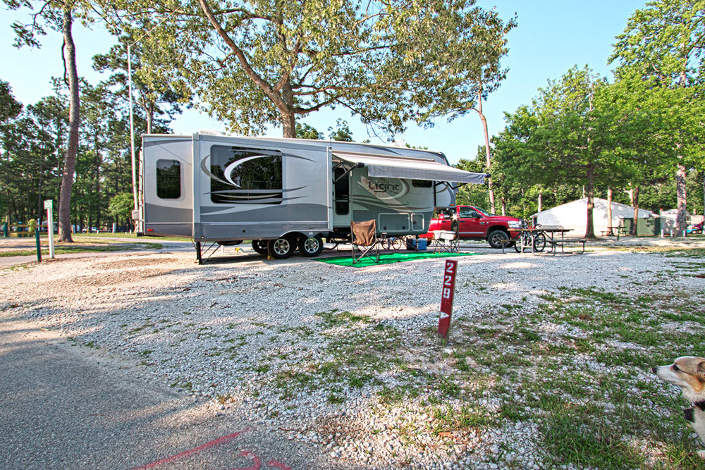 Our water, electric, and sewer sites fill the central campground and come in a range of sizes.