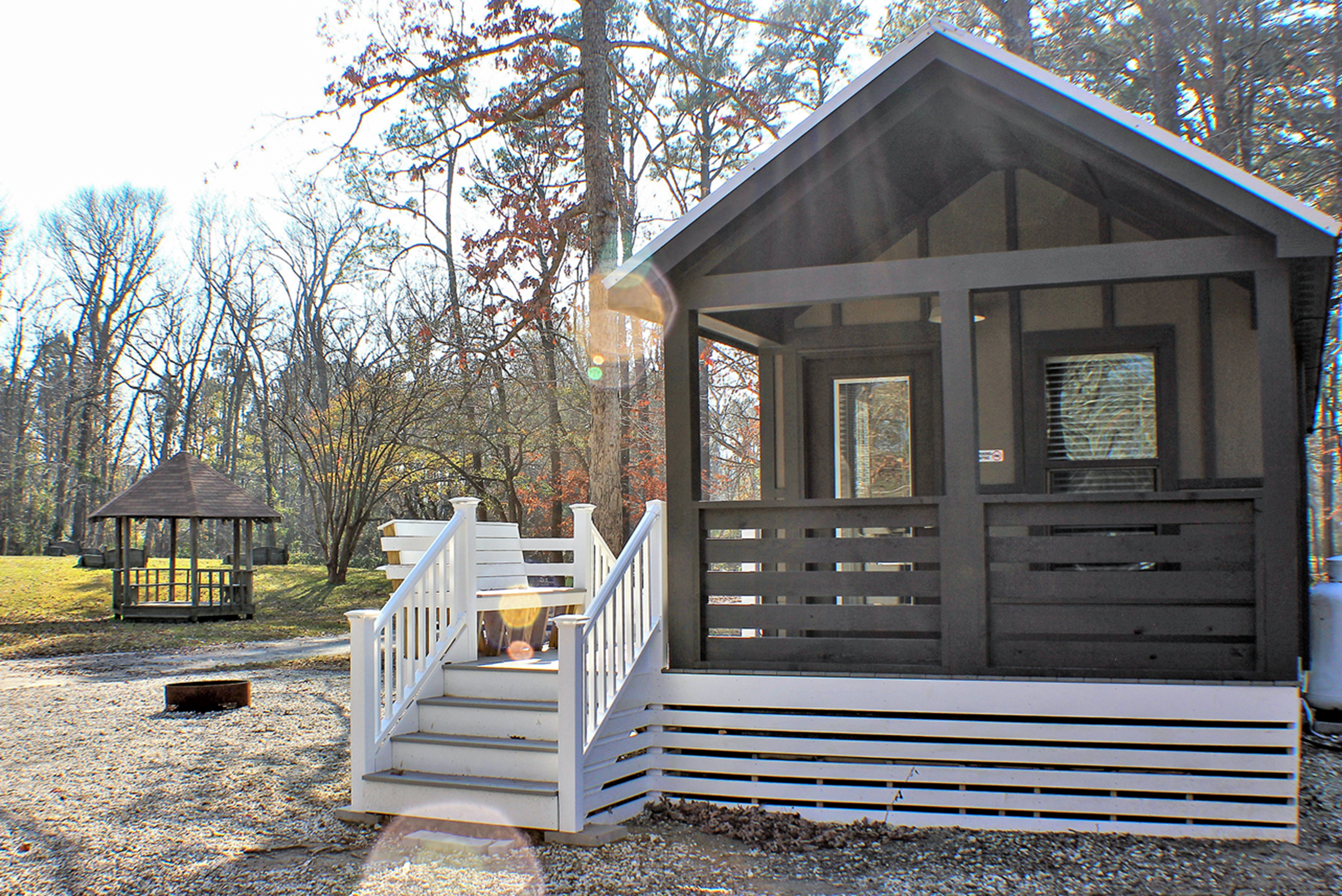 Porch and deck with seating.